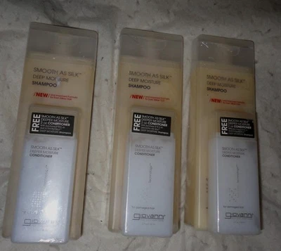 (3) GIOVANNI CHAMPÚ HIDRATANTE PROFUNDA SUAVE COMO SEDA 8,5 Fl. Oz. + ACONDICIONADOR 2 OZ Foto 1 de 3