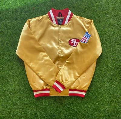 SF San Francisco 49ers Vintage 80s Satin NFL Bomber Style Varsity Jacket Large - Image 1 of 4