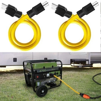 3Prong Plug 12AWG 125V Double Male Extension Cord Generator Adapter for Transfe☋ - Image 1 of 4