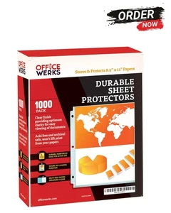 Office Werks 1000 Protezioni Fogli Bulk, 8,5 X 11 Pollici Pagina Trasparente per Pattumiera a 3 Anelli - Foto 1 di 8