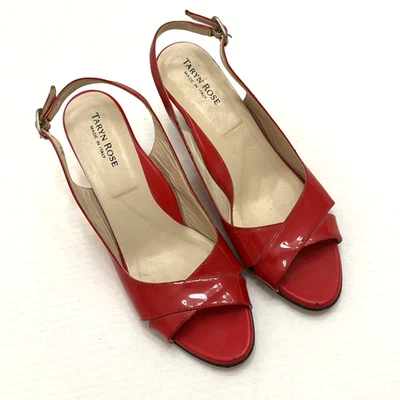 Cuñas de charol rojo Taryn Rose talla 40 EE. UU. 10 cómodas Foto 1 de 4