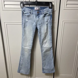 Abercrombie Kids Girls Size 7/8 Low-Rise Boot Jeans Distressed Light Wash - Picture 1 of 10