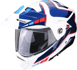 CASCO MOTO ADVENTURE MODULARE SCORPION ADX-2 CAMINO BIANCO BLU ROSSO TG S - Picture 1 of 3