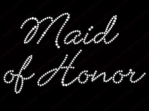 Diamonte Hotfix Wedding Transfers Rhinestones iron on Motif "Maid Of Honor" -S1  - Picture 1 of 1