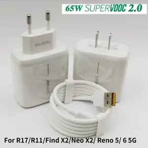 65W Realme Supervooc Charger Adapter 6.5A Type C Cable For R17 R11 Find X2 Reno6 - Picture 1 of 20