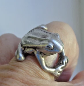 Silver FOG Ring Sterling 1986 London Unusual Large Vintage size P - Picture 1 of 6