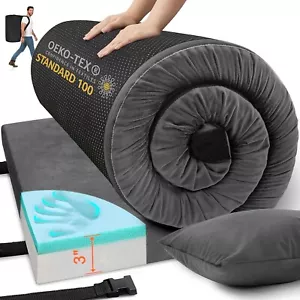 Memory Foam Camping Mattress Sleeping Pad, 3" Thick Waterproof Portable - Picture 1 of 3