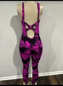 Jumpsuit size Medium women one piece yoga outfit Pink Tie Dye New - Picture 1 of 2