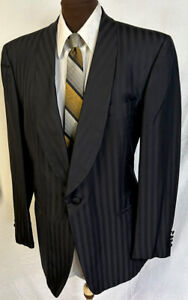 Sulka 42 Black Striped Mens Sport Coat Blazer Jacket Tuxedo ALL SILK Italy WOW !