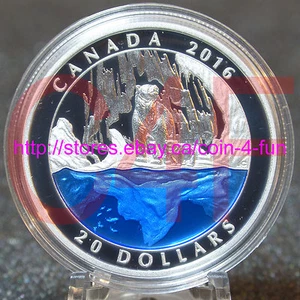 COA#50 - 2016 Canada Polar Bear Blue Enamel $20 Pure Silver Masters Club Coin #3 - Picture 1 of 4