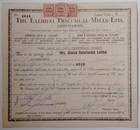 (Aop) India share certificate The Lalbhai Tricumal Mills Ltd. 1947