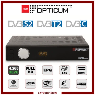 Récepteur Combo Red Opticum Sloth Combo Plus DVB-S2/DVB-T2/DVB-C HEVC H.265 HD - Immagine 1 di 4