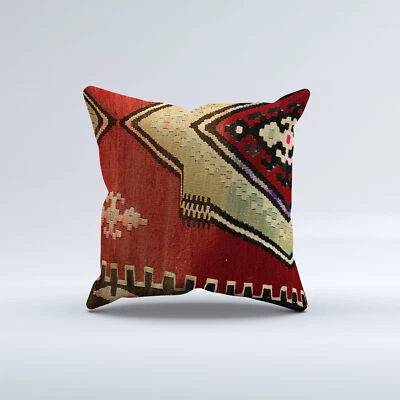 Vintage Turkish Kilim Cushion Cover 60x60 cm Square Wool Kelim Pillowcase 66460 - Image 1 of 4