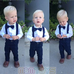 New Matching Clip-on Suspender + Bowtie for Kids Toddler Boys Girls w/ Gift Box - Picture 1 of 40