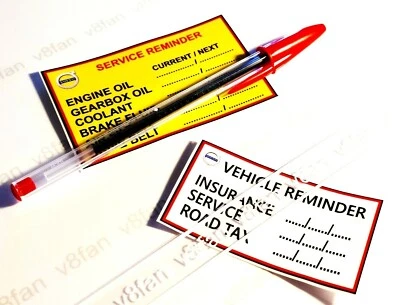 #SET284 2x pegatinas de mantenimiento de motor VOLVO para Amazon XC90 240 164 740 T5 1800 - Imagen 1 de 3