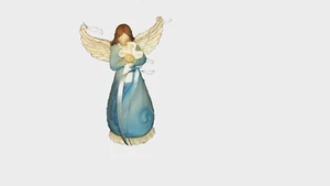 ANGEL blue gown carrying white cross w prayer on gown 4" tall (B) - Picture 1 of 3