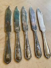 Antique Gorham Monogrammed Silverplate Master Butter/ Fish  Knives (5) 1908 RARE