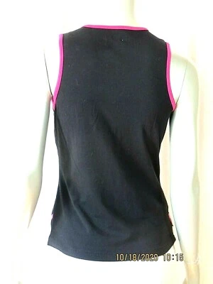Camiseta sin mangas FILA TALLA S algodón/spandex negra y rosa magenta/blanco estampado Foto 1 de 4