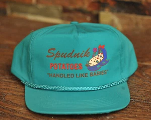 Vintage Spudnik Potatoes "Handled like Babies" Trucker Hat Snapback Teal - Picture 1 of 7