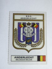 ANDERLECHT BELGIUM BADGE ACETATE CARD PANINI FOOTBALL SUPERSTARS 1984 EXCELLENT