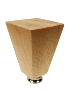 Lamp Finial-SOLID BEECH WOOD TAPERED RECTANGLE-W/Dual Thread Base-Satin Nickel - Picture 1 of 6