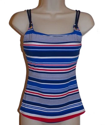 Bleu Rod Beattie azul rayas con aros tankini top talla S 32D traje de baño nuevo Foto 1 de 4