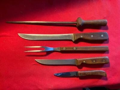 Cuchillos de carnicero vintage con mango de cubiertos Chicago 66S, acero, 62S, tenedor, bolsillo Foto 1 de 4