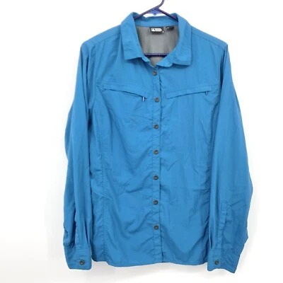 EMS Eastern Mountain Sports Women Size Large Shirt Button Down Blue Nylon Top - Image 1 of 4