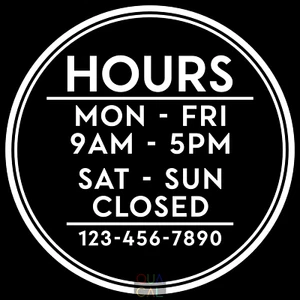 Business Store Hours Custom Vinyl Decal Sticker Sign Glass Door Circle - Solid - Picture 1 of 9
