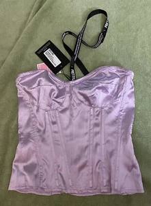 Pretty Little Thing Lilac Satin Corset Bustier Sz 8 UK New W/ Tags CMD8881/26/70 - Picture 1 of 24