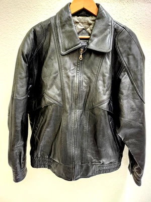 Vtg L.A. Leather Jacket Men's Size M Motorcycle Bomber Quilted Insulated Liner - Image 1 of 4