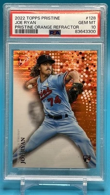 2022 Topps Pristine - Joe Ryan #128 Orange Refractor #5/25 (RC) PSA 10 - Image 1 of 2