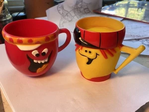 Vintage Lefty Zitrone und Wurzel Tootin Himbeere lustige Gesicht Tassen Pilsbury - Bild 1 von 12