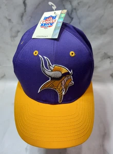 Sombrero de los Minnesota Vikings Snapback púrpura dorado NFL fútbol americano gemelos empresa nuevo con etiquetas años 90 - Imagen 1 de 9