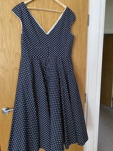 John Lewis Navy And White Size 16 1950 Style Dress - Picture 1 of 3