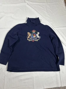 Suéter de Colección Lauren Ralph Lauren Mezcla de Cachemira Cresta Cuello Alto Azul Marino (Leer descripción) - Imagen 1 de 8