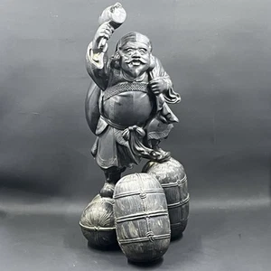 Daikokuten scultura 10 pollici giapponese metallo antico fusione vintage fortunato - Foto 1 di 11