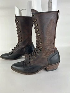 Vintage Abilene Packer Stiefel Damen 7 M robust Leder Ranch Kiltie geschnürt - Bild 1 von 12