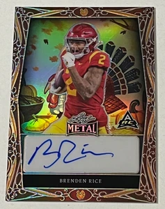 Brenden Rice 2023 Leaf RC Auto Thanksgiving Edition USC Trojans /33 Chargers NFL - Picture 1 of 2
