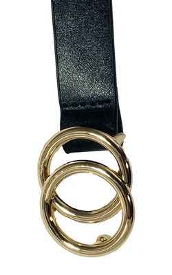 Unbranded Fashion Belt Black Womens Sz XXL  49" Gold Double Ring Buckle - Image 1 of 4