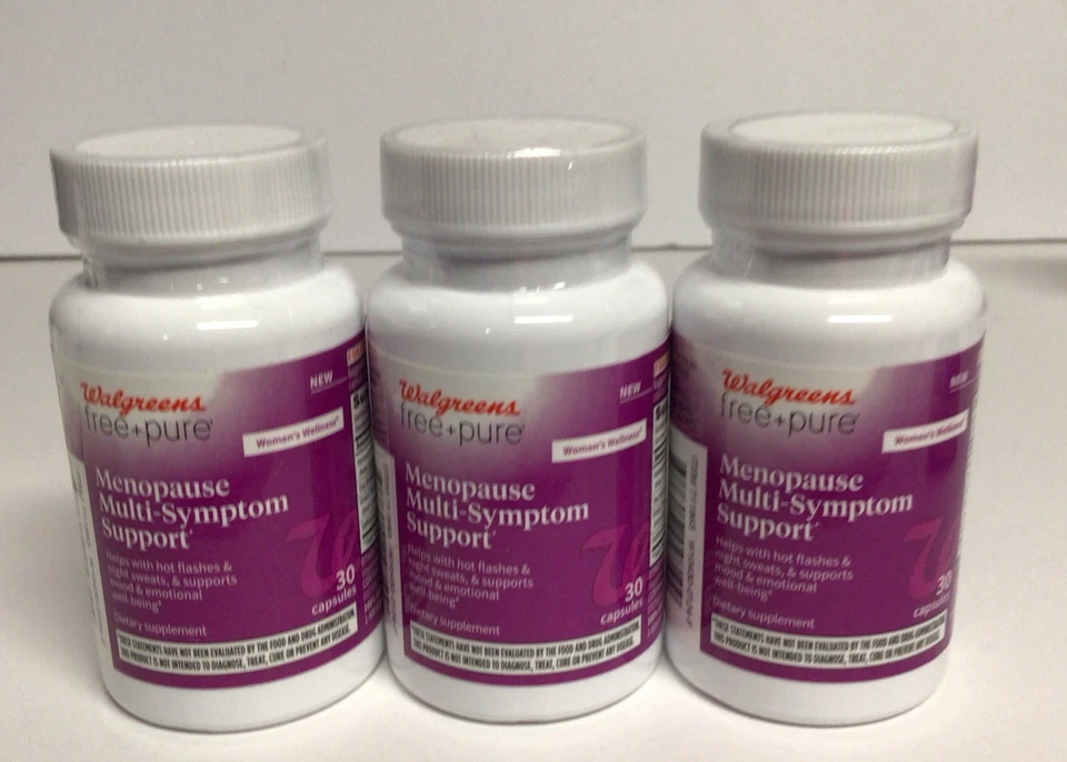 3 cápsulas de apoyo multisíntomas Walgreens Free + Pure Menopausia, 30 Ct., 3/27 Foto 1 de 1