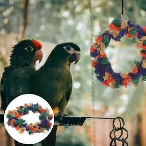 Bird Colorful Rope Hanging Ring Parrot Preening Grooming Chew Climb Biting Toy - Picture 1 of 12
