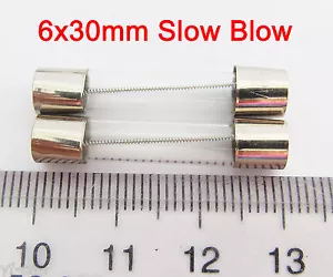100 Pcs 6x30 Slow Blow Glass Fuse 6mm x 30mm 250V Slow Blow T0.25A-T15A - Picture 1 of 3