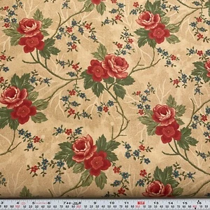Louisa by Terry Clothier Thompson for Moda Floral on Tan Cotton by the HALF YARD - Picture 1 of 2