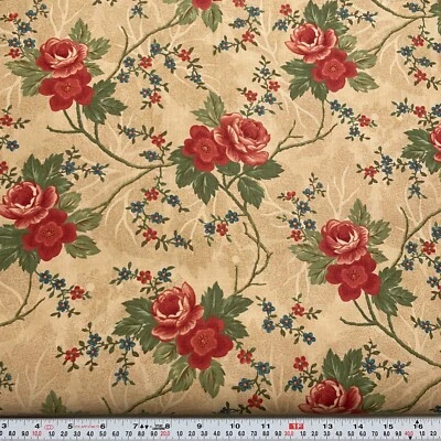 Louisa by Terry Clothier Thompson for Moda Floral on Tan Cotton by the HALF YARD - Image 1 of 2