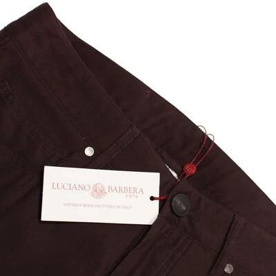 Pantalones Luciano Barbera NUEVOS CON ETIQUETAS 5 Bolsillos Corte Jean Talla 48 32 EE. UU. En Algodón Púrpura Sólido Foto 1 de 4
