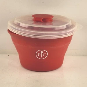 Pampered Chef Microwave Popcorn Maker Popper Red Silicone Collapsible 1457 - Picture 1 of 8