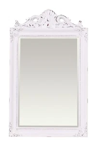 37x60cm French Crest Vintage White Handmade Chic Wall Mirror - Picture 1 of 5