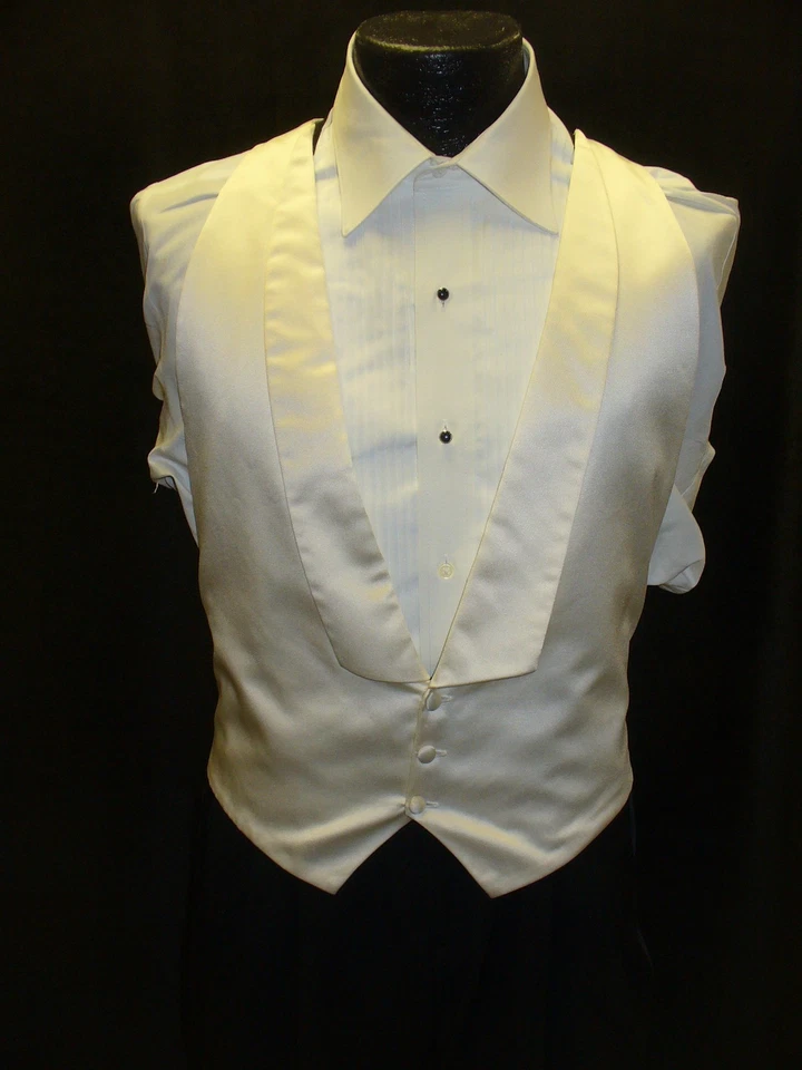 BOYS Formal Vest Backless - IVORY Backless SMALL Vest 3 Button Vest #91 - Image 1 of 1