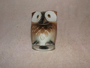Salvadanaio/salvaio gufo marrone maculato 6" ceramica vintage usato - Foto 1 di 7